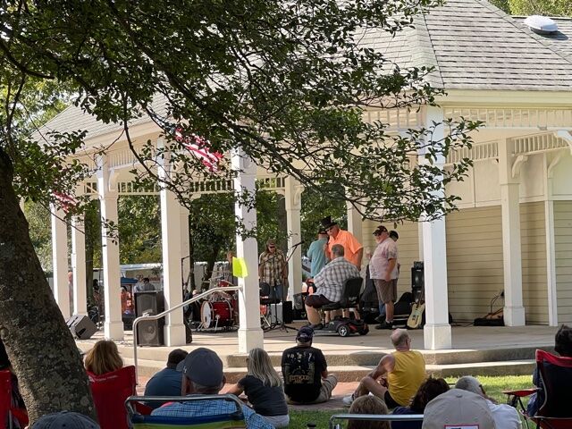 Band announcing sponsorships for the Good Old Days festival